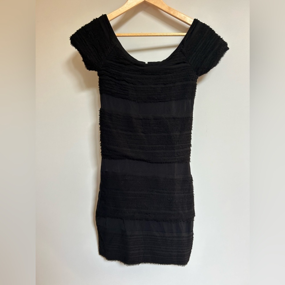 Rag & Bone Silk Raw Hem Layered Black Dress mini x small strechy - Picture 6 of 11